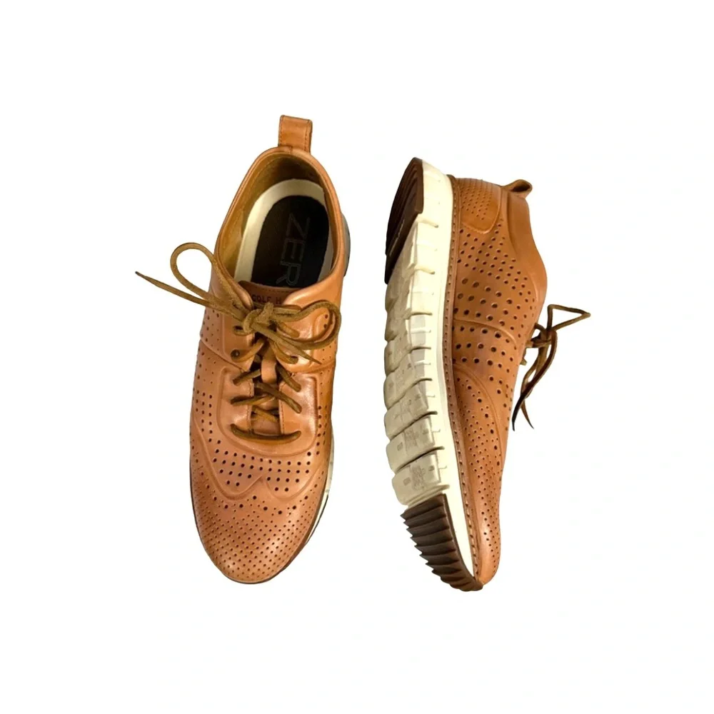COLE HAAN Tan Leather Wingtip Oxford Men’s 10 M